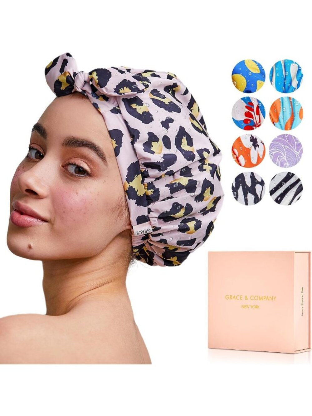 Stylish Waterproof Shower Cap for Women – Reusable, Adjustable, Hair Protection